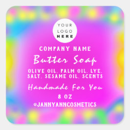 バーム石鹸化粧品ホログラフカスタムロゴ白 スクエアシール
