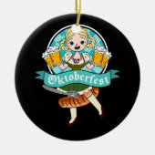 バーメイドオクトーバーフェストおもしろいドイツ人女性ディルンブルブラット セラミックオーナメント (正面)