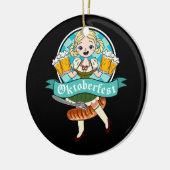 バーメイドオクトーバーフェストおもしろいドイツ人女性ディルンブルブラット セラミックオーナメント (左)