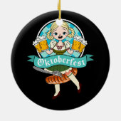 バーメイドオクトーバーフェストおもしろいドイツ人女性ディルンブルブラット セラミックオーナメント (裏面)