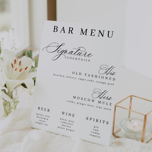 バーメニューのシグネチャーシグネチャーとカクテル 台座サイン