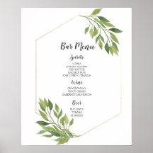 バーメニュー記号 |緑と金ゴールドの植物結婚の