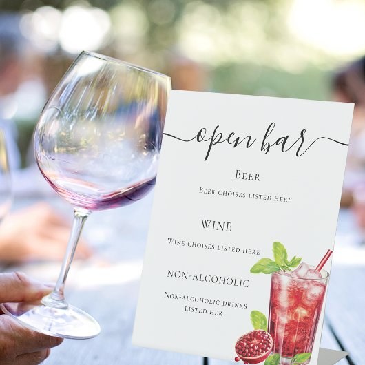 バーメニュー赤いドリンク 台座サイン