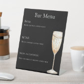 バーメニュー黒グラスきらめくワイン 台座サイン (インサイチュ)
