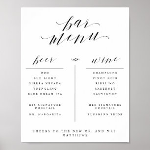 バーメニュー（ワインビールとカクテルリストの看板） ポスター