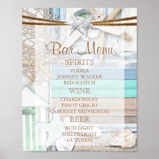 バーメニュー – Beachfront 結婚's ポスター (正面)