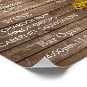 バーメニュー – Wood Barrel with Sunflowers ポスター (角)