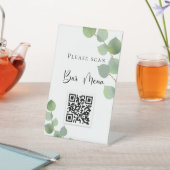 バーメニューQRコードeucalyptus緑 台座サイン (インサイチュ)