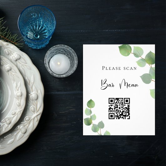 バーメニューQRコードeucalyptus 結婚 greenery