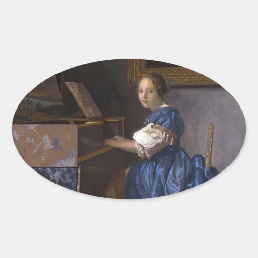 バーメールによって処女に着席した女性 楕円形シール (正面)