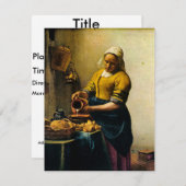 バーメールのメイドマンがミルクを注ぐ（1660年頃） 招待状 (正面/裏面)