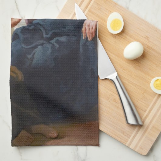 バーメール – マルタとマリアの家のキリスト キッチンタオル (四つ折り)