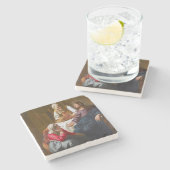 バーメール – マルタとマリアの家のキリスト ストーンコースター (横)