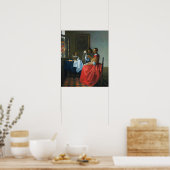 バーメール – ワイングラスを持つ女の子1662 ポスター (キッチン)