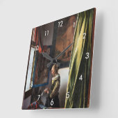 バーメ読アー、開いた窓に女の子の手紙が来た スクエア壁時計 (傾斜)