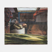 バーメ読アー、開いた窓に女の子の手紙が来た フリースブランケット (正面(横))