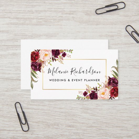 バーモダングンディエレガントフローラ金ゴールドフレーム 名刺 (正面/裏面インサイチュ)