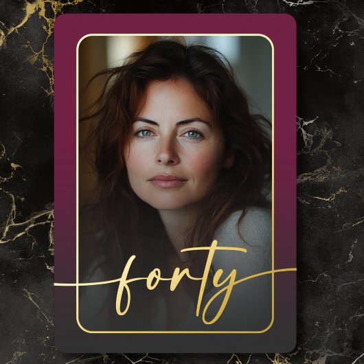 バーモダングンディミニマルフォトフォーティート誕生日 箔招待状