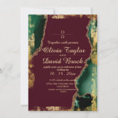 バーモダングンディ金ゴールドエメラルドグリーン結婚ズ 招待状 (正面)