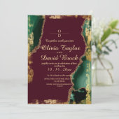 バーモダングンディ金ゴールドエメラルドグリーン結婚ズ 招待状 (スタンド正面)