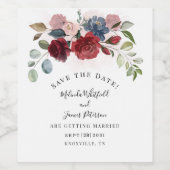 バーモダングンディ開花素朴フローラ保存日付 ワインラベル (シングルラベル)