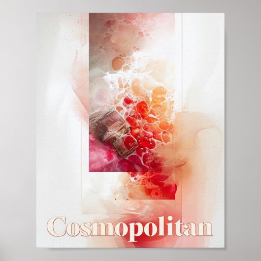 バーモダンデコールCosmopolitanウォータカラーカクテル ポスター (正面)