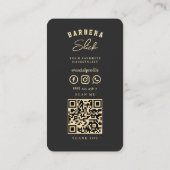 バーモダンバーショップブラック金ゴールドはさみ理容師 名刺 (裏面)