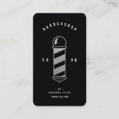 バーモダンバーショップヘアカットブラックシルバー理容師ポール 名刺 (正面)