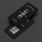 バーモダンバーショップヘアカットブラックシルバー理容師ポール 名刺