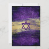 バーモダン(ユダヤ教の)バル・ミツバーはっきりした型パープルゴールドフォイル 招待状 (裏面)