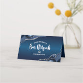 バーモダン(ユダヤ教の)バル・ミツバーネイビーグラデーションブルシルバーゲート プレイスカード (裏面)