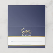 バーモダン(ユダヤ教の)バル・ミツバーネイビーブルー+金ゴールド名SAM プレイスカード (外部開封)