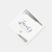 バーモダン（ユダヤ教の）バル・ミツバールクース金銀海軍ブルー スタンダードカクテルナプキン (角)