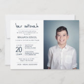 バーモダン（ユダヤ教の）バル・ミツバー+ミニマルカスタムリスト 招待状 (正面)