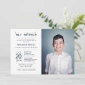 バーモダン（ユダヤ教の）バル・ミツバー+ミニマルカスタムリスト 招待状 (スタンド正面)