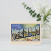 バーモントからのグリーティング ラージ レター ヴィンテージ ポストカード (スタンド正面)