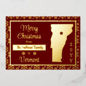 バーモントからメリークリスマス州写真 箔シーズンカード (正面)
