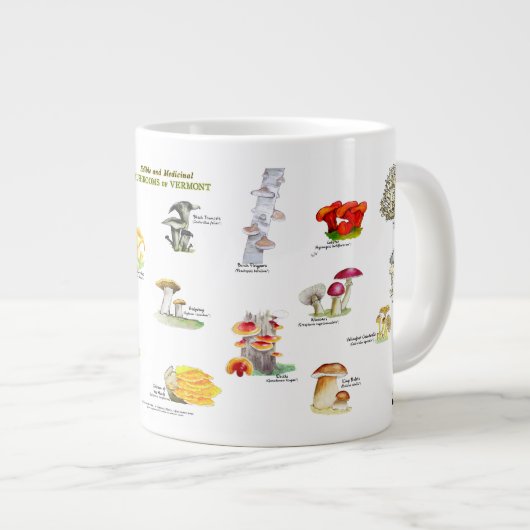 バーモントのキノコ（食用および薬用） ジャンボコーヒーマグカップ (正面右)