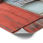 バーモントのレッドバーンに浮かぶ木製アメリカ国旗 ポスター (角)