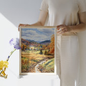 バーモントの丘転がの水彩画の秋 ポスター