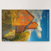 バーモントの古いミル。クリスマスグリーティングジグソープ ジグソーパズル (横)