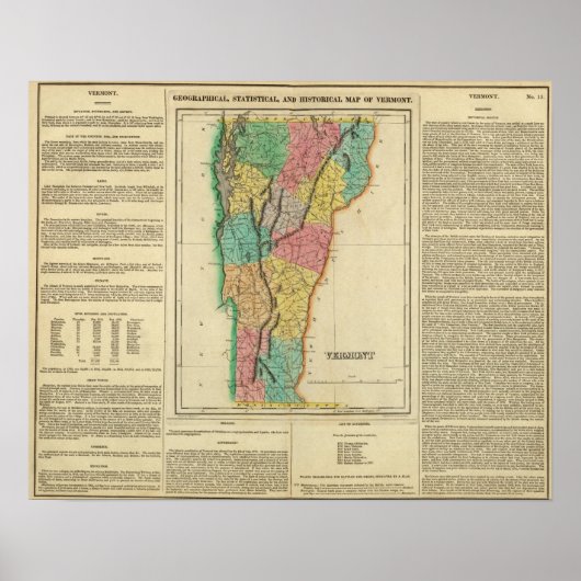 バーモントの地図 ポスター (正面)