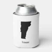 バーモントの地図 – 白黒バーモダンモントの地図 缶クーラー (缶正面)