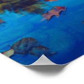 バーモントの小川に反射する秋の色 ポスター (角)