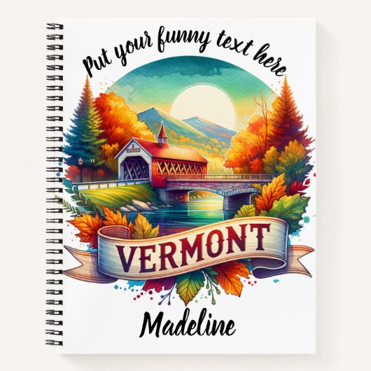 バーモントの屋根付き橋の魅力を発見 ノートブック (正面)