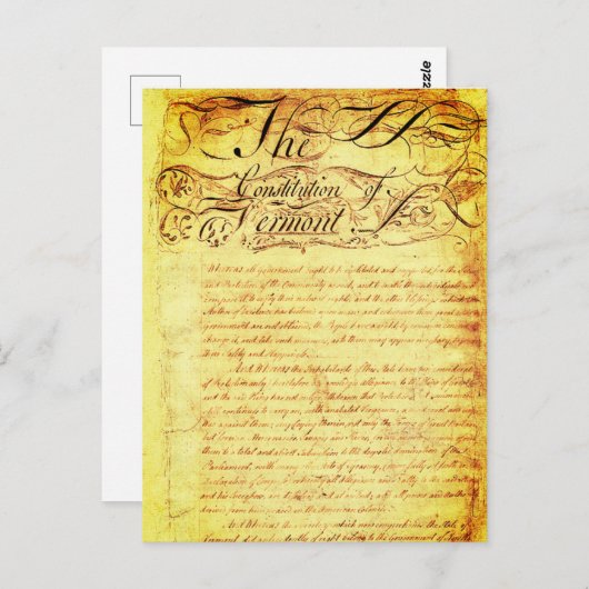 バーモントの憲法(1777年) ポストカード (正面/裏面)