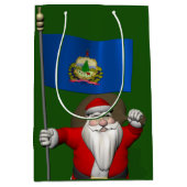 バーモントの看板のあるサンタクロース ミディアムペーパーバッグ (正面)