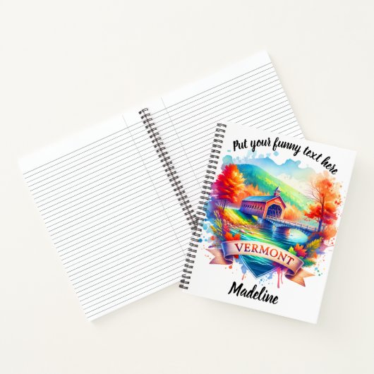 バーモントの秋の橋の反射 ノートブック (内部)