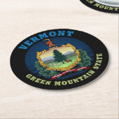 バーモントグリーンマウンテンステート国旗 ラウンドペーパーコースター (アングル)