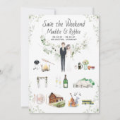 バーモントデスティネーションウェディングの旅程マップカスタム 招待状 (裏面)